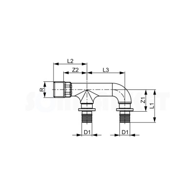 Разветвитель на два отвода для PE-X бронза Дн 16 х Rp 1/2" TECEflex