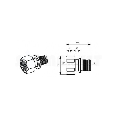Муфта для PE-X переходная с внутренней резьбой латунь Дн 20 х Rp 1/2" TECEflex