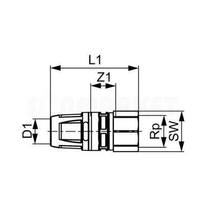 Муфта для Push-fit переходная с внутренней резьбой бронза Дн 25 х Rp 1" TECElogo