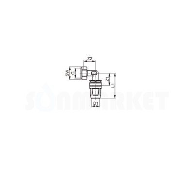 Уголок 90° для Push-fit с накидной гайкой (американкой) латунь Дн 16 х R 1/2" TECElogo