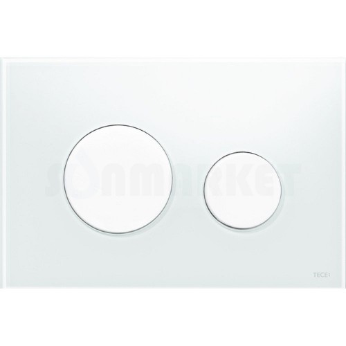 Кнопка смыва для инсталляции с двумя клавишами TECEloop, стеклянная, стекло белое, клавиши белые