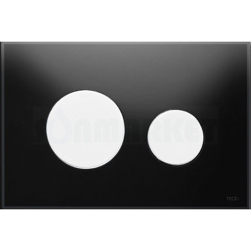 Кнопка смыва для инсталляции с двумя клавишами TECEloop, стеклянная, стекло чёрное, клавиши белые