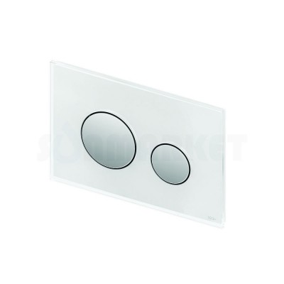 Кнопка смыва для инсталляции с двумя клавишами TECEloop, стеклянная, стекло белое, клавиши хром глянцевый