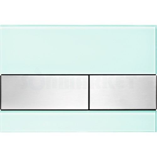 Кнопка смыва для инсталляции с двумя клавишами TECEsquare, стеклянная, стекло зелёное, клавиши нержавеющая сталь, сатин (против отпечатков пальцев)