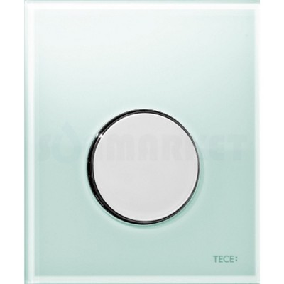 Кнопка смыва для писсуара TECEloop Urinal, стеклянная, стекло зелёное, клавиша хром глянцевый