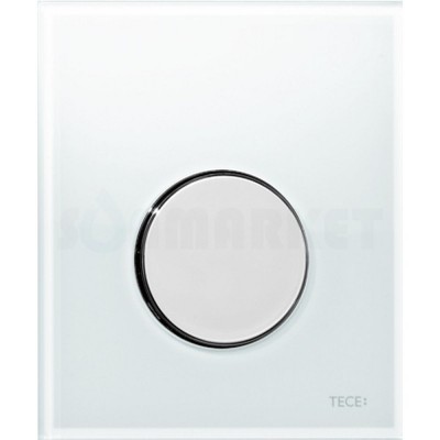 Кнопка смыва для писсуара TECEloop Urinal, стеклянная, стекло белое, клавиша хром глянцевый