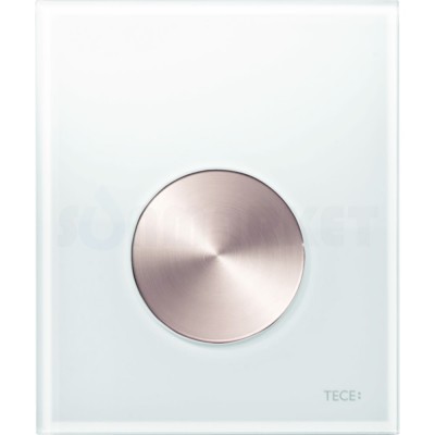 Кнопка смыва для писсуара TECEloop Urinal, стеклянная, стекло белое, клавиша нержавеющая сталь (против отпечатков пальцев)