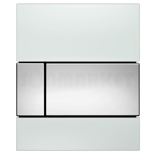 Кнопка смыва для писсуара TECEsquare Urinal, стеклянная, стекло белое, клавиша хром глянцевый